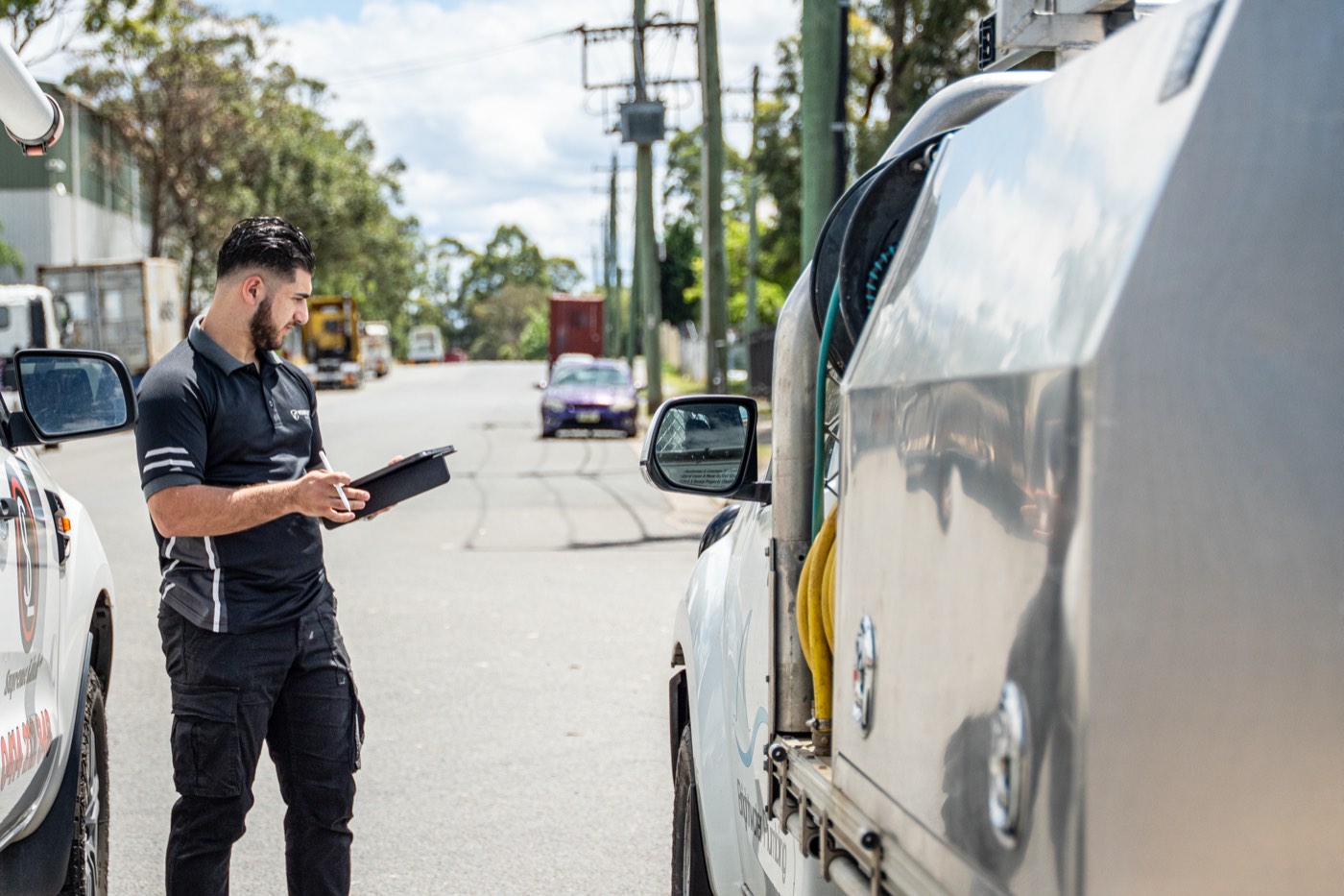 Roadside check of a service truck on a Sydney street